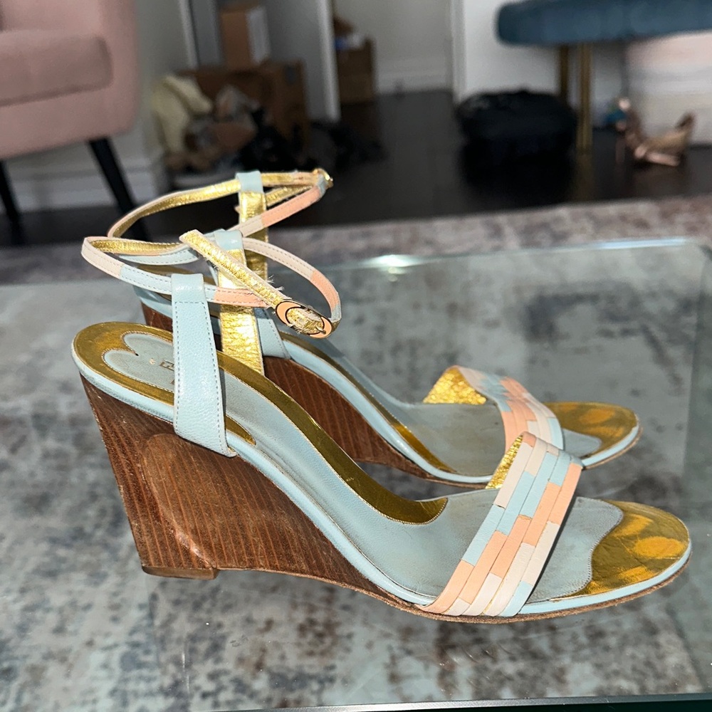 Vintage Fendi Woven Strap‎ Wedge Sandals circa 2002 womens size 8.5
